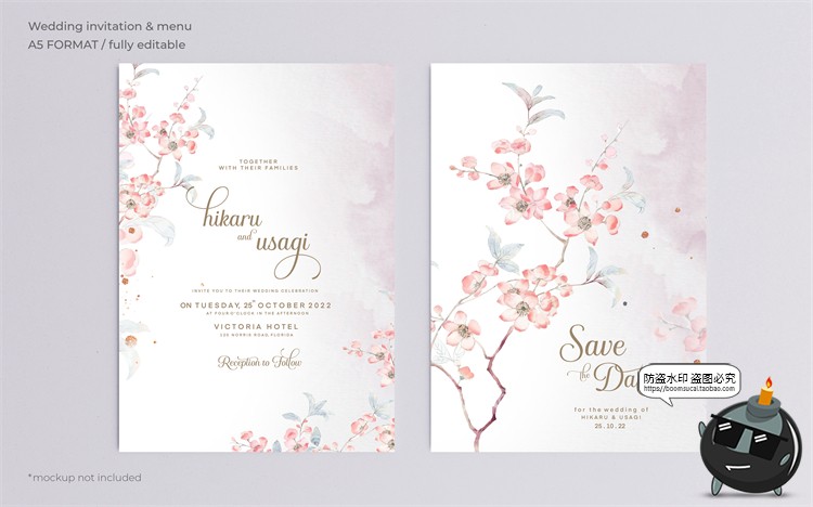 图片[39]-唯美清新植物花卉婚礼邀请函卡片祝福卡生日请柬背景PSD模板素材-设计猿