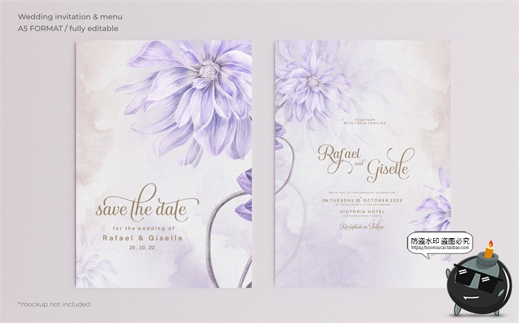 图片[42]-唯美清新植物花卉婚礼邀请函卡片祝福卡生日请柬背景PSD模板素材-设计猿