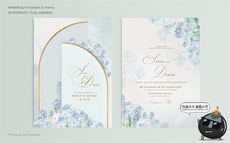 图片[44]-唯美清新植物花卉婚礼邀请函卡片祝福卡生日请柬背景PSD模板素材-设计猿