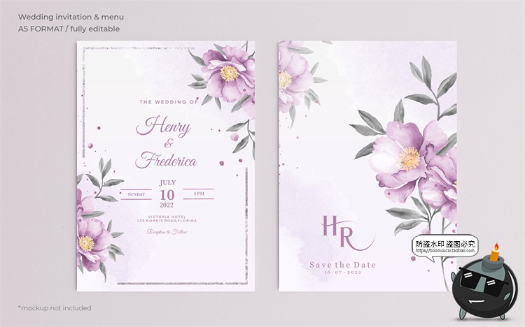 图片[46]-唯美清新植物花卉婚礼邀请函卡片祝福卡生日请柬背景PSD模板素材-设计猿