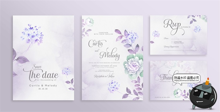 图片[48]-唯美清新植物花卉婚礼邀请函卡片祝福卡生日请柬背景PSD模板素材-设计猿