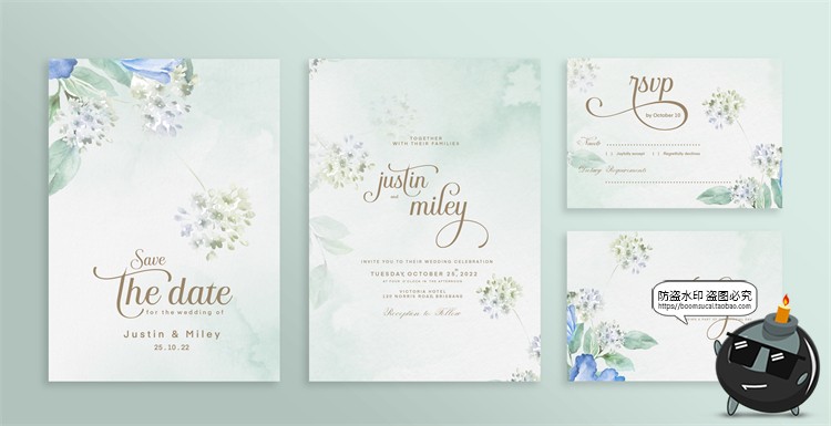 图片[49]-唯美清新植物花卉婚礼邀请函卡片祝福卡生日请柬背景PSD模板素材-设计猿