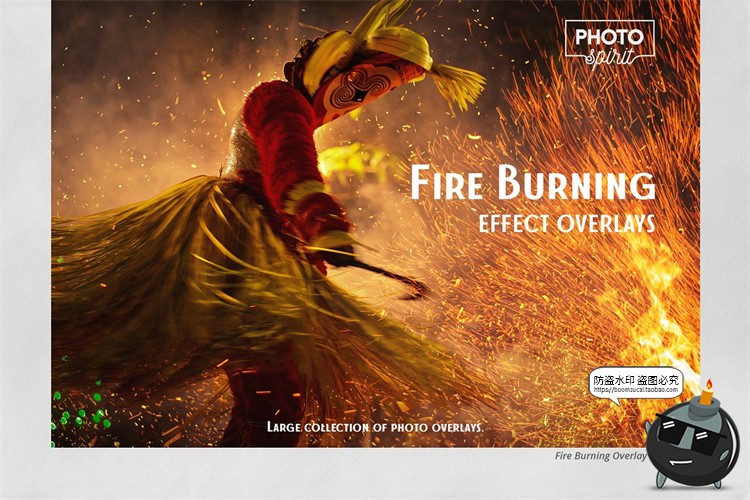 图片[1]-火焰燃烧火星四射火芒溅射效果照片叠加层后期合成JPG图片素材-设计猿