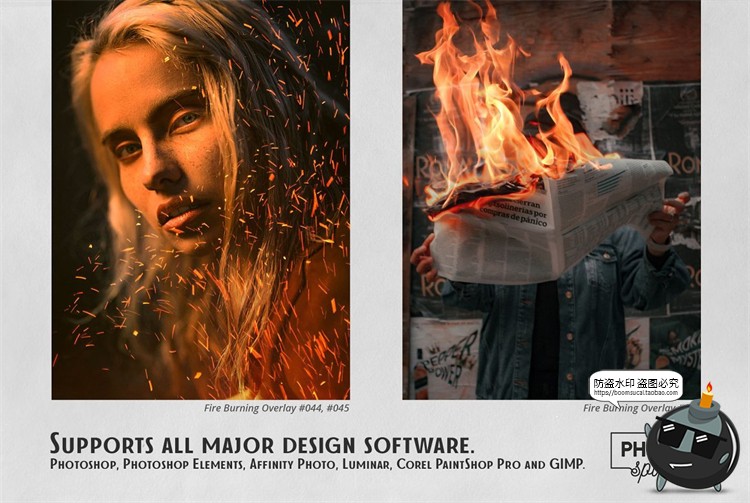 图片[5]-火焰燃烧火星四射火芒溅射效果照片叠加层后期合成JPG图片素材-设计猿