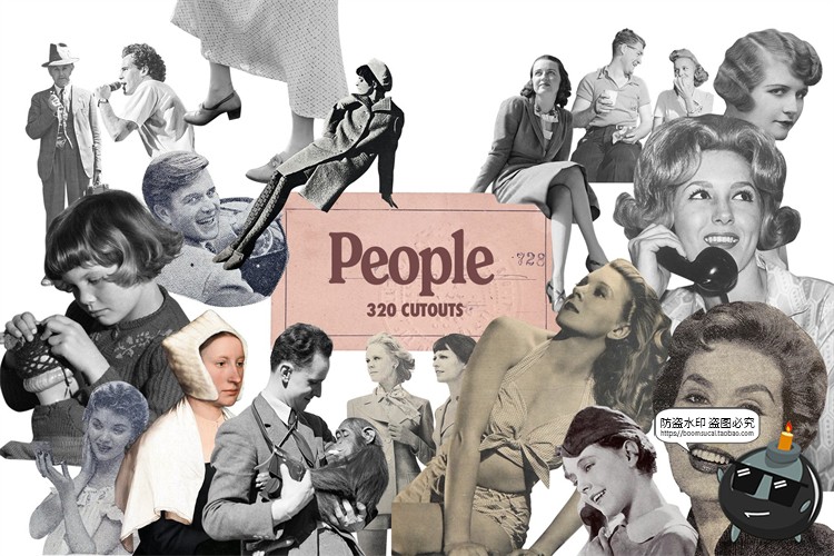 图片[3]-复古怀旧风老物件创意插画艺术拼贴剪切画元素PNG免抠装饰素材-设计猿