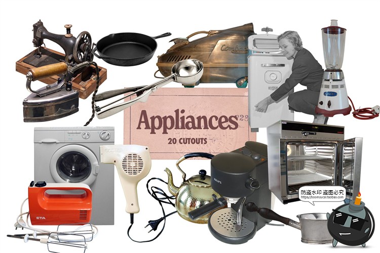 图片[9]-复古怀旧风老物件创意插画艺术拼贴剪切画元素PNG免抠装饰素材-设计猿