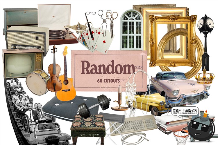 图片[14]-复古怀旧风老物件创意插画艺术拼贴剪切画元素PNG免抠装饰素材-设计猿