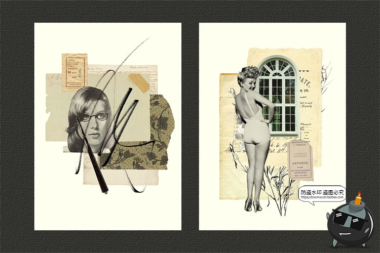 图片[16]-复古怀旧风老物件创意插画艺术拼贴剪切画元素PNG免抠装饰素材-设计猿