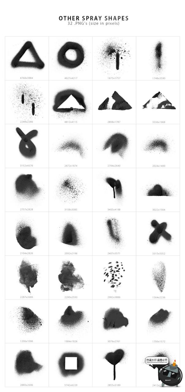 图片[9]-街头喷漆涂鸦飞溅墨点条形圆喷雾肌理背景底纹PNG免抠装饰素材-设计猿