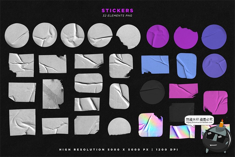 图片[8]-塑料纹理材料包包装塑料薄膜纸张贴纸元素PNG免抠后期合成素材-设计猿