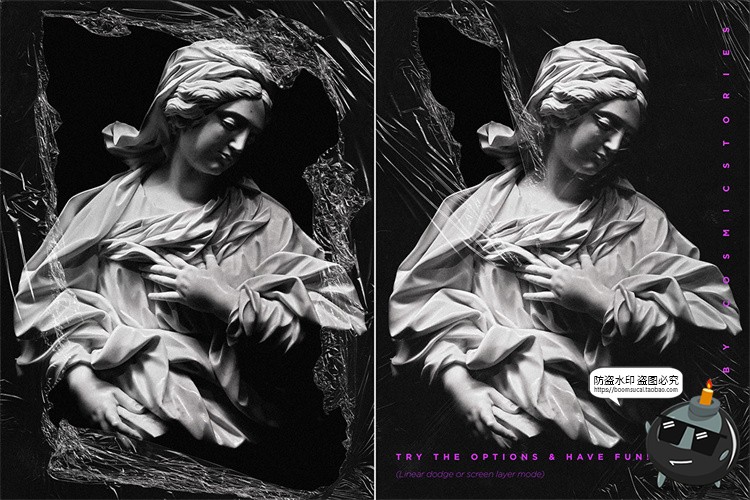 图片[14]-塑料纹理材料包包装塑料薄膜纸张贴纸元素PNG免抠后期合成素材-设计猿