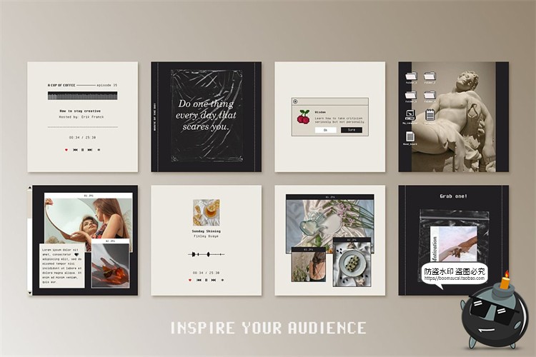 图片[4]-潮流复古简约怀旧文艺像素图文配图排版版式宣传海报PSD模板素材-设计猿