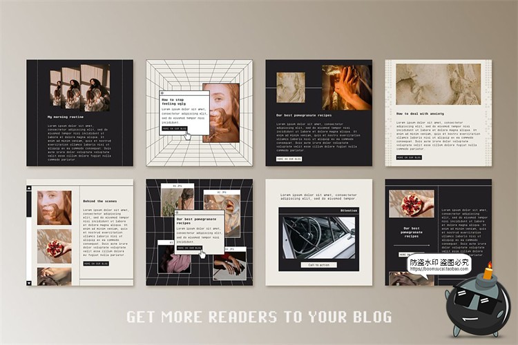 图片[5]-潮流复古简约怀旧文艺像素图文配图排版版式宣传海报PSD模板素材-设计猿