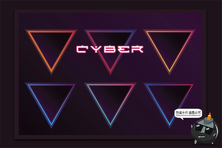 图片[5]-复古霓虹光元素城市景观汽车日出山脉网格图形标志PNG免抠AI素材-设计猿