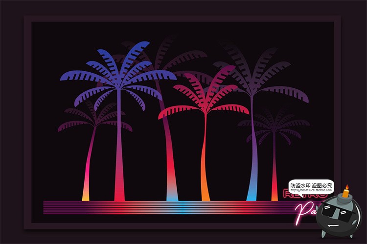 图片[11]-复古霓虹光元素城市景观汽车日出山脉网格图形标志PNG免抠AI素材-设计猿