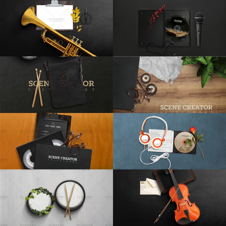 图片[1]-乐器小提琴吉他耳机音乐插画免抠PNG元素PSD模板PS高清设计PS素材-设计猿