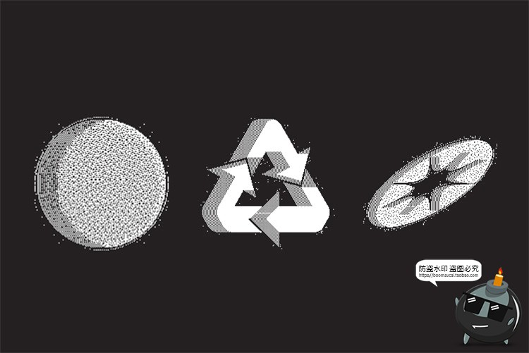 图片[6]-半调潮流抽象艺术噪点复古Y2K酸性像素画几何PNG图形AI矢量PS素材-设计猿