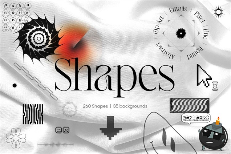 图片[1]-复古未来派欧普艺术抽象元素几何形状渐变纹理AI矢量PSD模板素材-设计猿