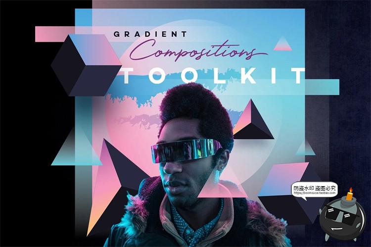 图片[1]-未来派复古赛博朋克基础元素全息渐变形状AI矢量PNG免抠设计素材-设计猿