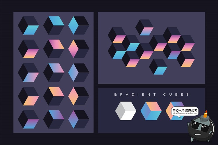 图片[8]-未来派复古赛博朋克基础元素全息渐变形状AI矢量PNG免抠设计素材-设计猿