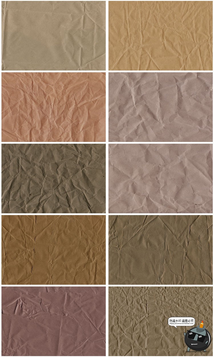 图片[2]-褶皱牛皮纸纹理复古硬旧纸粗糙纹质感元素图JPG高清图片背景素材-设计猿