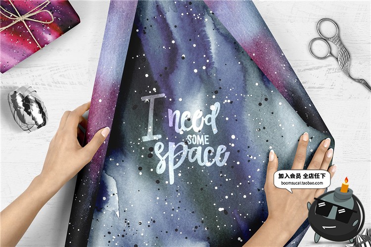 图片[10]-水彩抽象太空星球卫星火星陨石坑表面插画图片PNG免抠设计PS素材-设计猿