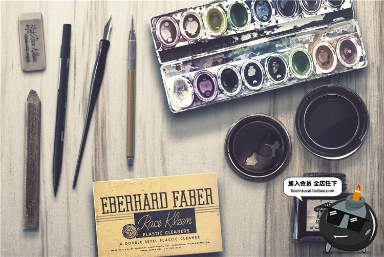 图片[5]-时光怀旧古董场景古老工作桌面物品焦点图元素PSD模板PS设计素材-设计猿