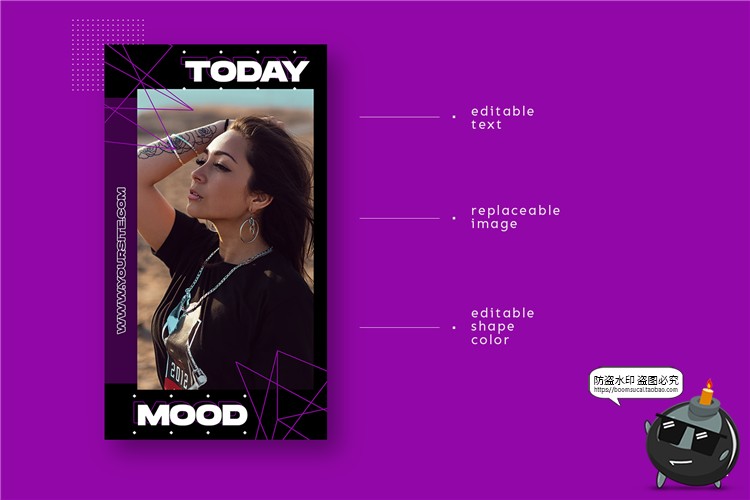 图片[5]-紫色系主题时装商店潮流风格促销贴图海报图文排版PSD模板PS素材-设计猿