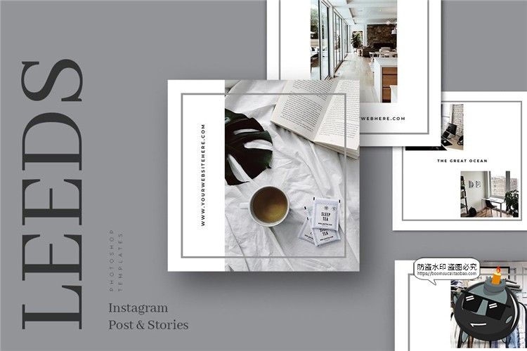 图片[1]-白色极简简约风格故事贴图记录生活海报图文排版PSD模板PS素材-设计猿