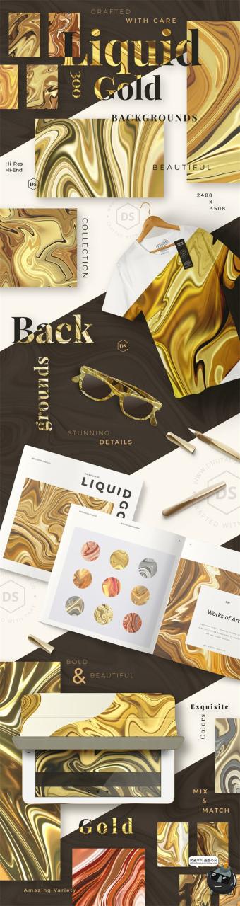 图片[15]-鎏金抽象艺术液体奢华金属扭曲流体渐变纹理背景底纹JPG图片素材-设计猿