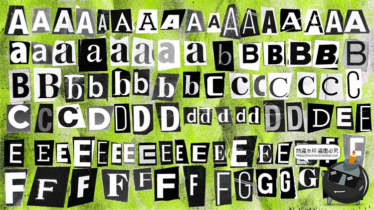 图片[2]-英文字母单词复古组合剪贴画撕裂纸张肌理PNG免抠拼贴元素素材-设计猿