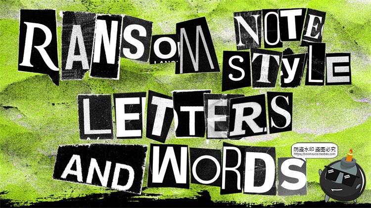 图片[3]-英文字母单词复古组合剪贴画撕裂纸张肌理PNG免抠拼贴元素素材-设计猿