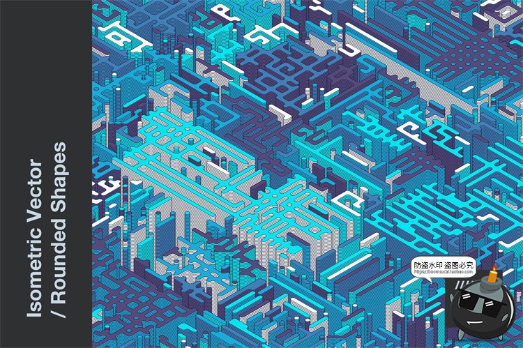 图片[1]-2.5D等距迷宫积木纵横交错复杂斜视角游戏背景AI矢量JPG图片素材-设计猿