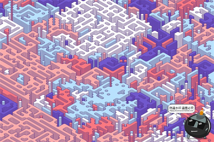 图片[3]-2.5D等距迷宫积木纵横交错复杂斜视角游戏背景AI矢量JPG图片素材-设计猿