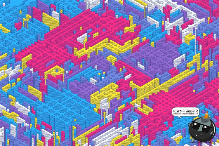 图片[4]-2.5D等距迷宫积木纵横交错复杂斜视角游戏背景AI矢量JPG图片素材-设计猿