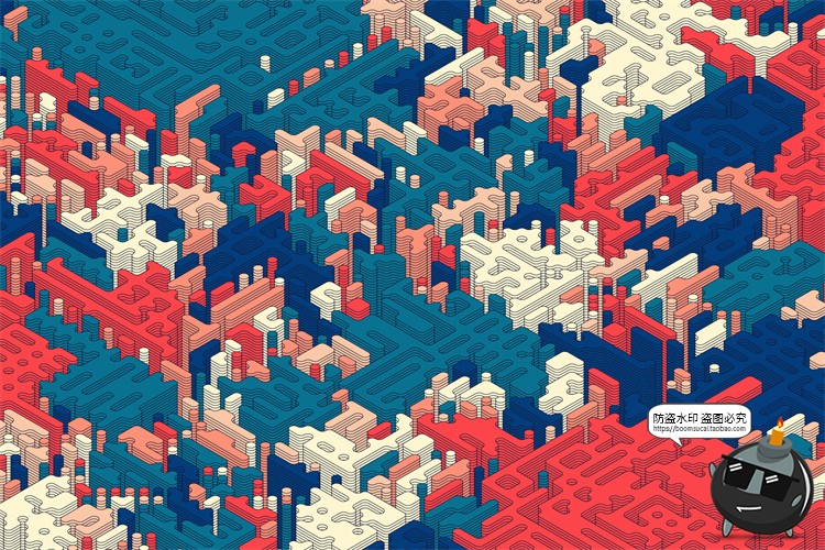 图片[5]-2.5D等距迷宫积木纵横交错复杂斜视角游戏背景AI矢量JPG图片素材-设计猿