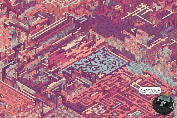 图片[7]-2.5D等距迷宫积木纵横交错复杂斜视角游戏背景AI矢量JPG图片素材-设计猿