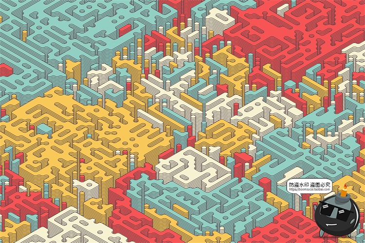 图片[8]-2.5D等距迷宫积木纵横交错复杂斜视角游戏背景AI矢量JPG图片素材-设计猿