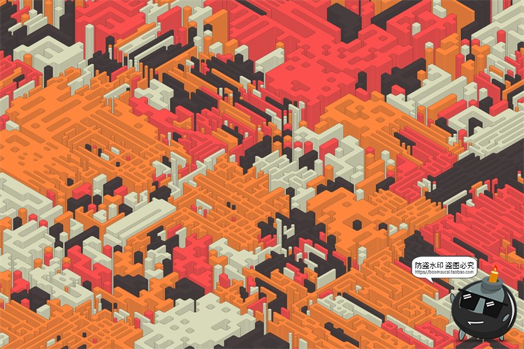 图片[9]-2.5D等距迷宫积木纵横交错复杂斜视角游戏背景AI矢量JPG图片素材-设计猿