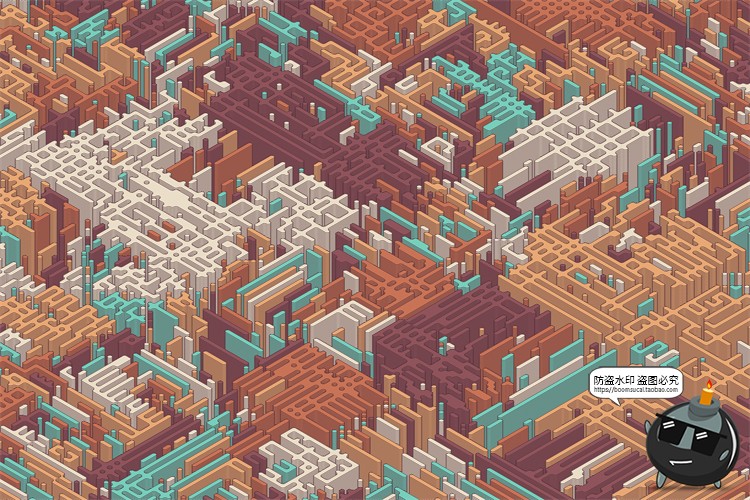 图片[10]-2.5D等距迷宫积木纵横交错复杂斜视角游戏背景AI矢量JPG图片素材-设计猿