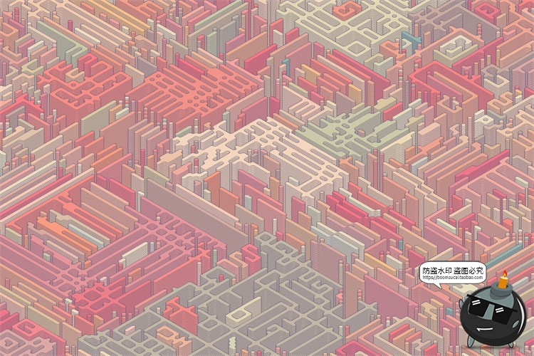 图片[11]-2.5D等距迷宫积木纵横交错复杂斜视角游戏背景AI矢量JPG图片素材-设计猿