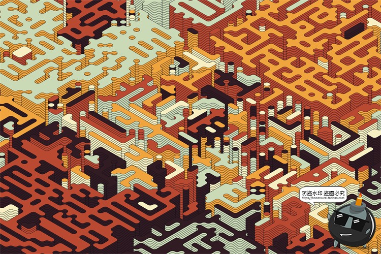 图片[12]-2.5D等距迷宫积木纵横交错复杂斜视角游戏背景AI矢量JPG图片素材-设计猿