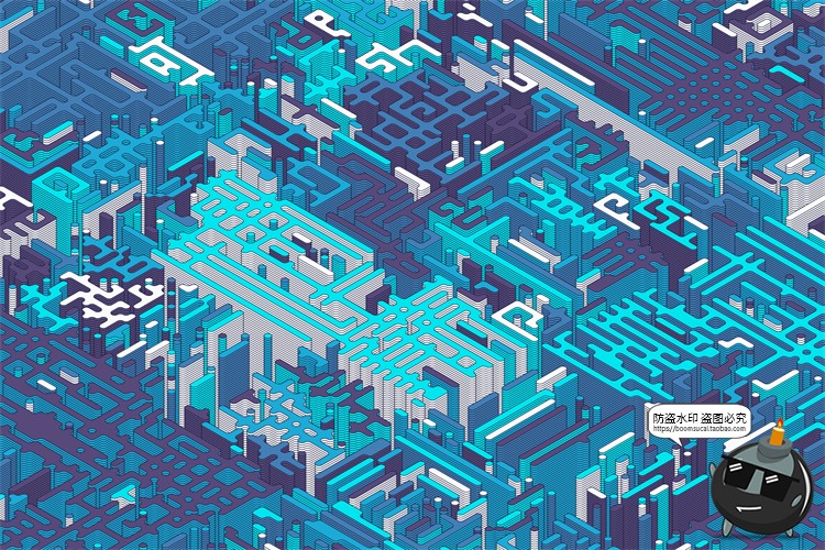 图片[13]-2.5D等距迷宫积木纵横交错复杂斜视角游戏背景AI矢量JPG图片素材-设计猿