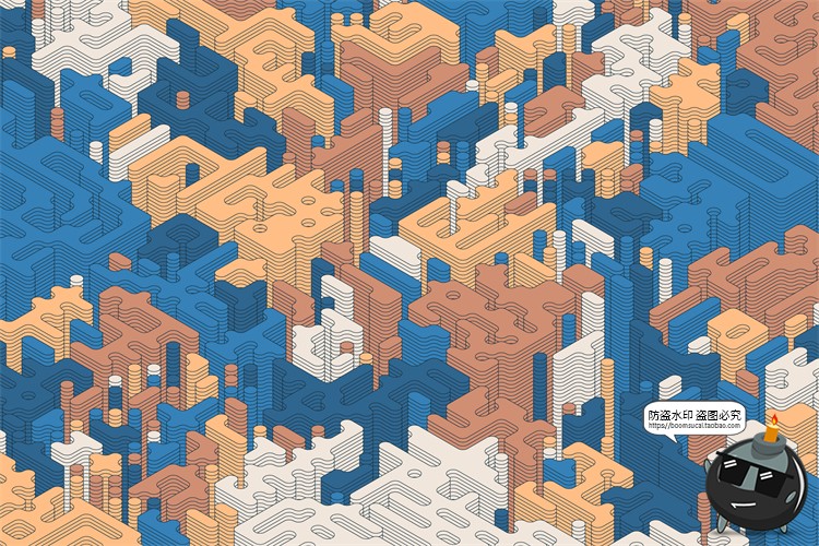 图片[15]-2.5D等距迷宫积木纵横交错复杂斜视角游戏背景AI矢量JPG图片素材-设计猿