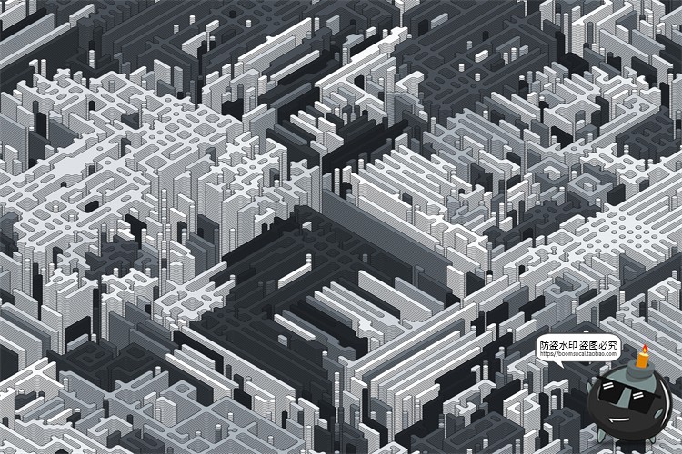 图片[16]-2.5D等距迷宫积木纵横交错复杂斜视角游戏背景AI矢量JPG图片素材-设计猿