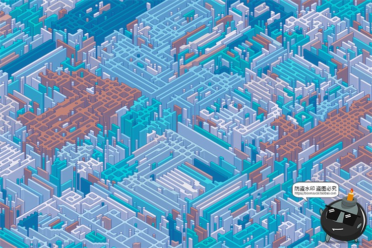 图片[18]-2.5D等距迷宫积木纵横交错复杂斜视角游戏背景AI矢量JPG图片素材-设计猿