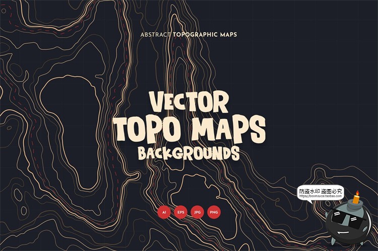 图片[1]-抽象地理地形山脉图案等高线背景底纹纹理AI矢量PNG免抠装饰素材-设计猿