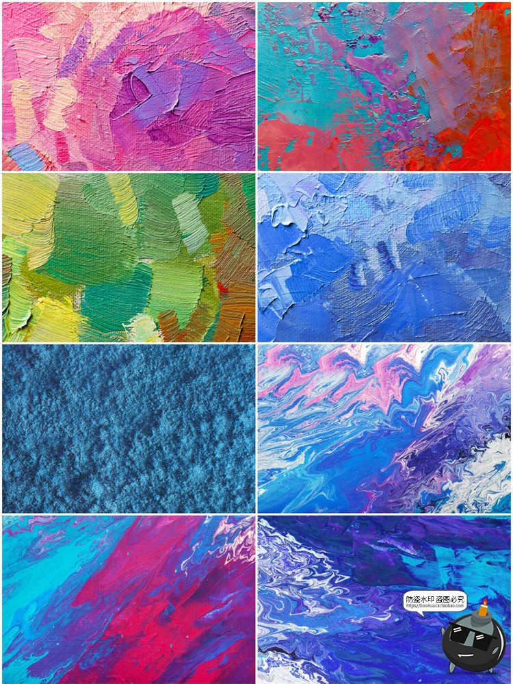 图片[3]-抽象艺术油画颜料混合涂料涂抹扭曲肌理纹理底纹背景JPG图片素材-设计猿