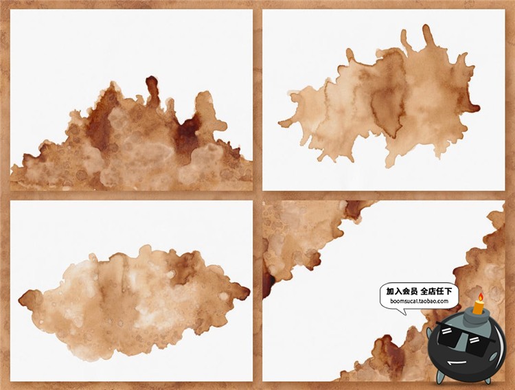 图片[5]-咖啡色水彩污迹水渍污渍水墨晕染效果后期肌理JPG背景PNG免扣素材-设计猿