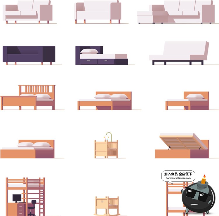 图片[19]-2.5D立体等距建筑场景方块元素图案房屋Ui创意装饰卡通AI矢量素材-设计猿